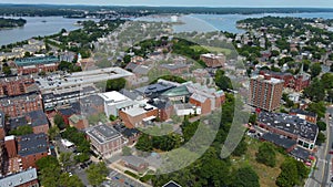 Salem historic center aerial view, Massachusetts, USA