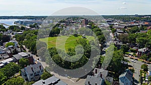 Salem historic city center aerial view, MA, USA