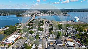 Salem historic city center aerial view, MA, USA