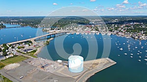 Salem historic city center aerial view, MA, USA