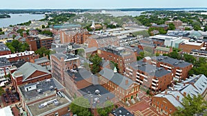 Salem historic city center aerial view, Massachusetts, USA