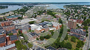 Salem historic city center aerial view, Massachusetts, USA