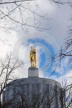 Oregon State Capitol Dome with Golden Lumber Jack on Top