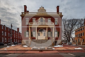 Salem, USA- March 03, 2019: Custom House at the Salem Maritime National Historic Site NHS in Salem, Massachusetts, USA. This