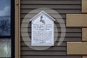 Salem, USA- March 03, 2019: Streets of Salem, City in Massachusetts It`s famous for its 1692 witch trials, during which several