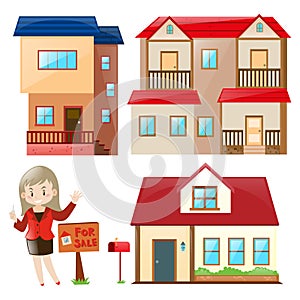 Saleperson selling house and building