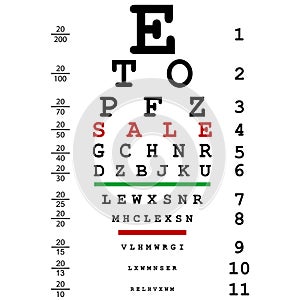 Sales advertising with optical eye test