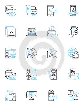 Sales analysis linear icons set. Salesforce, Performance, Revenue, KPI, Pipeline, Forecast, Conversion line vector and
