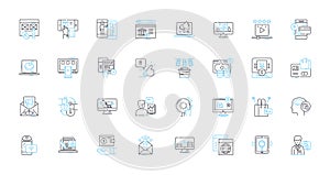 Sales analysis linear icons set. Salesforce, Performance, Revenue, KPI, Pipeline, Forecast, Conversion line vector and