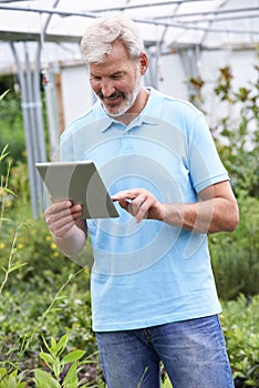 Sales Assistant In Garden Center With Digital Tablet