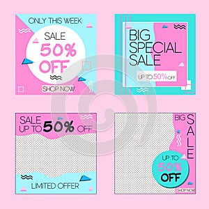 Sales banner for web, social media, printing, fashion, beauty - online shop - Vector