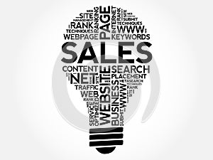 SALES bulb word cloud collage