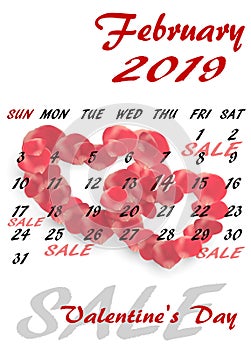 Sales calendar for February 2019