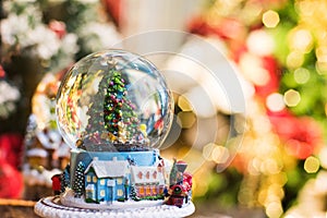 Sales of Christmas decorations on the traditional Christmas market in Europe.