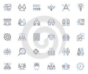 Sales conference line icons collection. Nerking , Motivation , Strategy , Connections , Development , Growth
