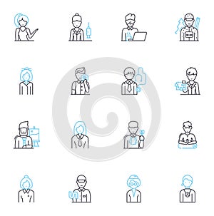 Sales data linear icons set. Revenue, Profit, Expenses, Salesforce, Forecasting, Analytics, Growth line vector and
