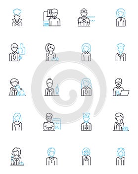Sales data linear icons set. Revenue, Profit, Expenses, Salesforce, Forecasting, Analytics, Growth line vector and