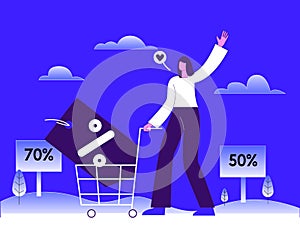 Sales discount illustration concept with people vector