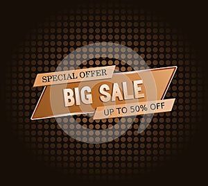 Sales discount promotion banner, 50% offer.