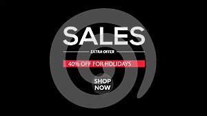 Sales extra offer 40% off for holidays word illustration use for landing page, template, ui, web, poster, banner, flyer,