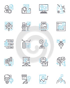 Sales forecasting linear icons set. Prediction, Forecasting, Projections, Analytics, Trend, Anticipation, Estimate line