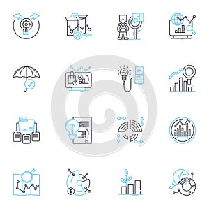 Sales forecasting linear icons set. Prediction, Forecasting, Projections, Analytics, Trend, Anticipation, Estimate line