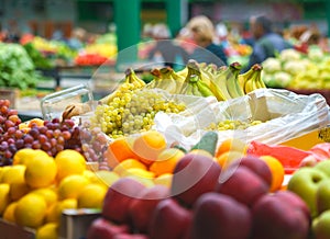 Sales of fresh and organic vegetables and fruits at the green market or farmers market in Belgrade during weekend. All for diet