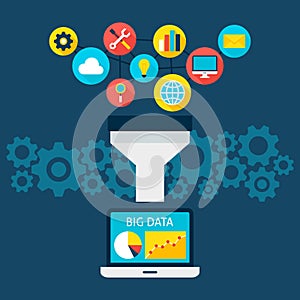 Sales Funnel Big Data Flat Concept