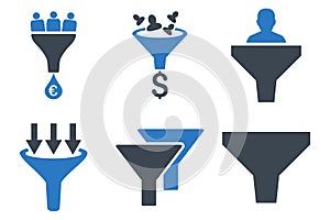 Sales Funnel Flat Glyph Icons