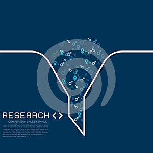 Sales funnel flat illustration, graphics.