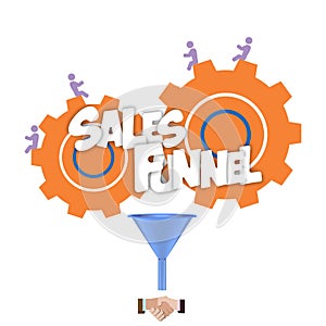 Sales funnel flat illustration, graphics.