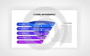 Sales funnel info-graphics on white card