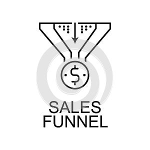 sales funnel line icon. Element of seo and web optimization icon with name for mobile concept and web apps. Thin line sales funnel
