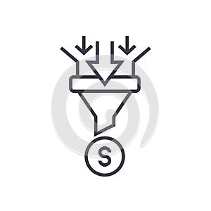 Sales funnel linear icon, sign, symbol, vector on isolated background