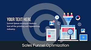 Sales funnel optimization - flat design web banner.