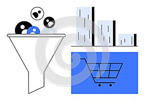 Sales Funnel Process Featuring Customer Conversion, Data Analysis, and E-commerce