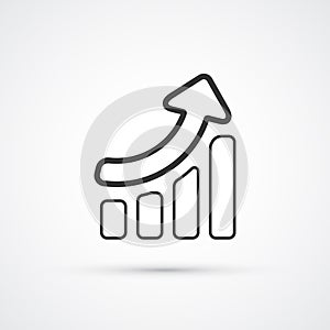 Sales grow flat line trendy icon. Vector eps10