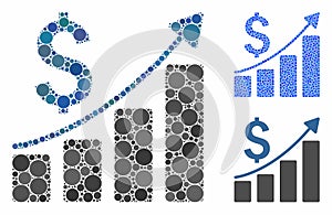 Sales Growth Chart Mosaic Icon of Circle Dots