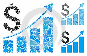 Sales growth chart Mosaic Icon of Ragged Items