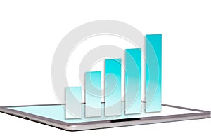 Sales growth chart on tablet screen