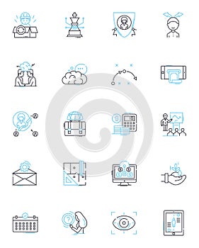 Sales Growth linear icons set. Expansion, Profit, Revenue, Growth, Increase, Upswing, Progress line vector and concept
