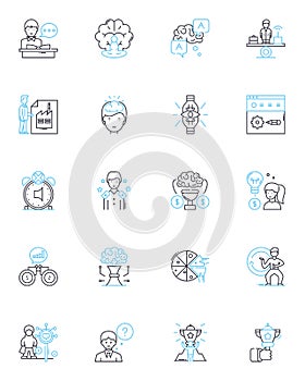 Sales growth linear icons set. Expansion, Revenue, Increase, Boost, Upsurge, Uptick, Rise line vector and concept signs