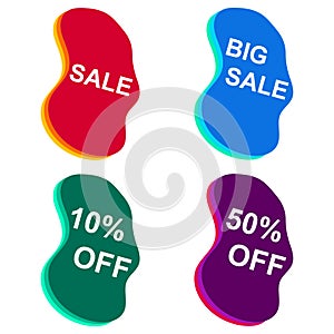 Sales label, sale discount labels badges isolated on white background. Vector illustration.