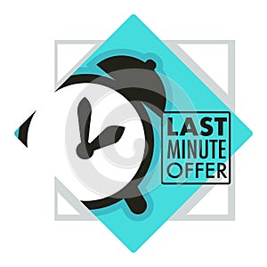 Sales and last minute offer, alarm clock countdown isolated icon