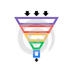 Sales lead funnel flat icon with arrows