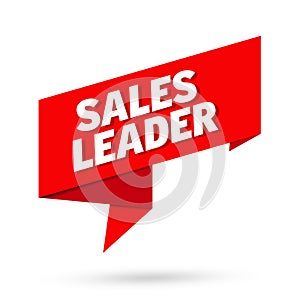 Sales leader sign. Sales leader paper origami speech bubble