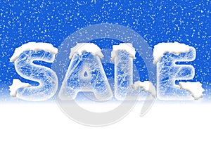 Sales lettering in ice letters with snow