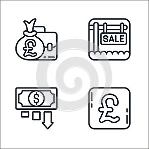 sales line icons. linear set. quality vector line set such as pound, low price, sale