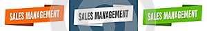 Sales management banner. sales management ribbon label sign set