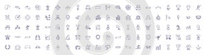 Sales management line icons signs set. Design collection of Marketing, Planning, Forecasting, Analyzing, Budgeting photo